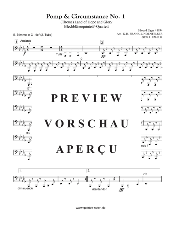 Produktgalerie: Seite 19 von 20 Thema aus Pomp and Circumstance No. 1 Quintett, variable Besetzung, , 