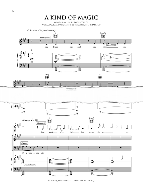 Product gallery: Page 1 of 1 A Kind Of Magic (from We Will Rock You), We Will Rock You Cast