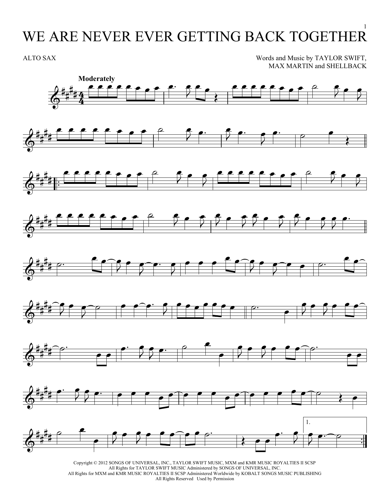 Product gallery: Page 1 of 1 We Are Never Ever Getting Back Together, Taylor Swift