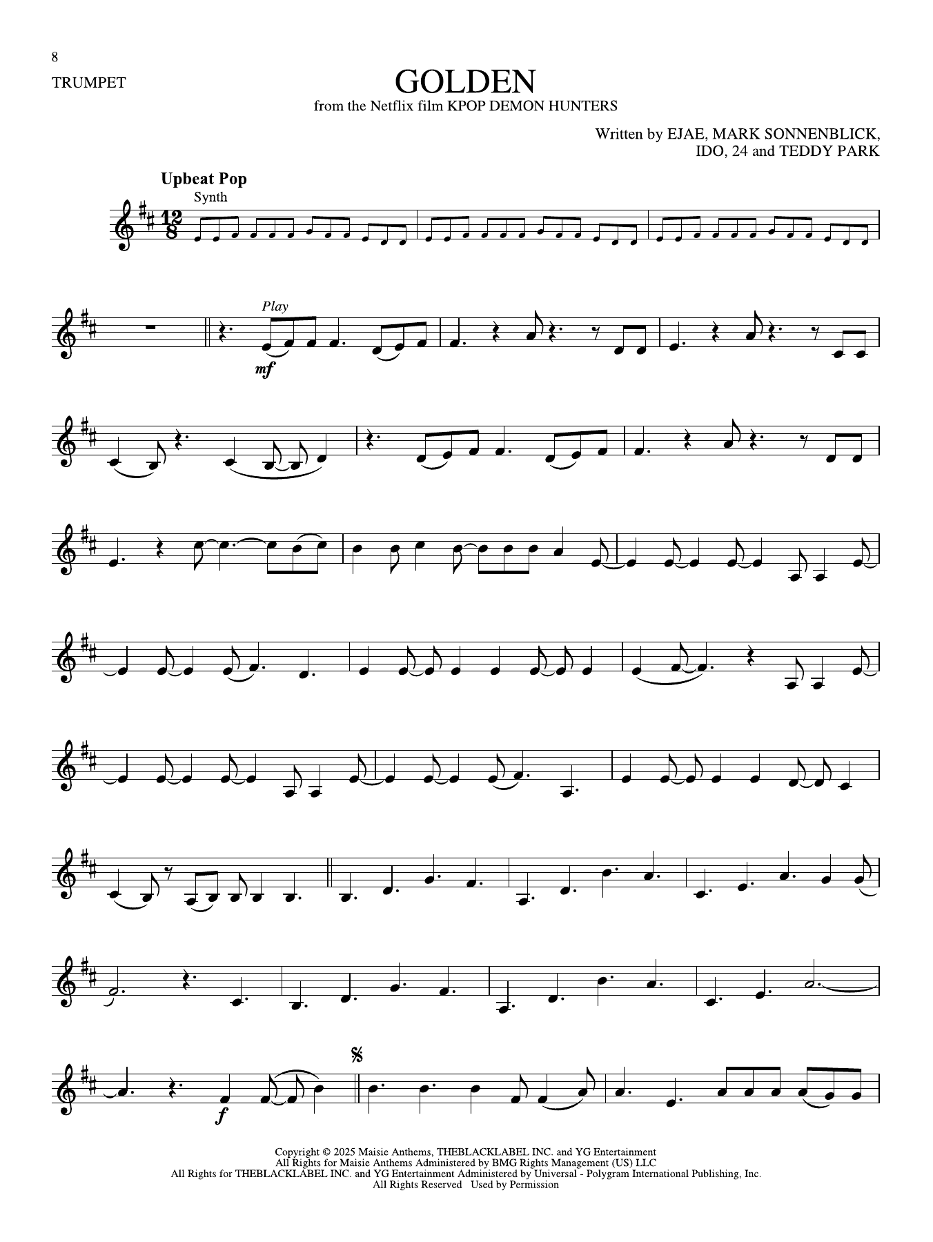 Produktgalerie: Seite 1 von 1 Golden (from KPop Demon Hunters), Huntr/X (Ejae, Audrey Nuna And Rei Ami), Trompete