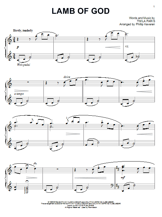 Product gallery: Page 1 of 1 Lamb Of God (arr. Phillip Keveren), Twila Paris