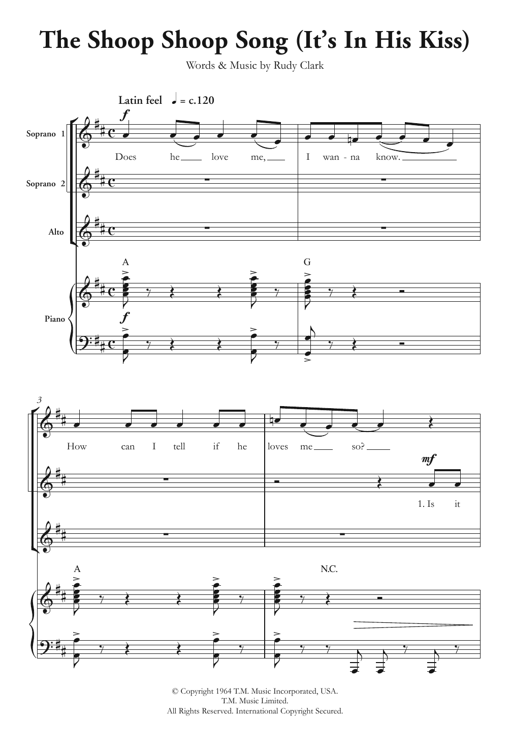 Produktgalerie: Seite 1 von 1 The Shoop Shoop Song (It's In His Kiss) (arr. Berty Rice), Cher, Chor
