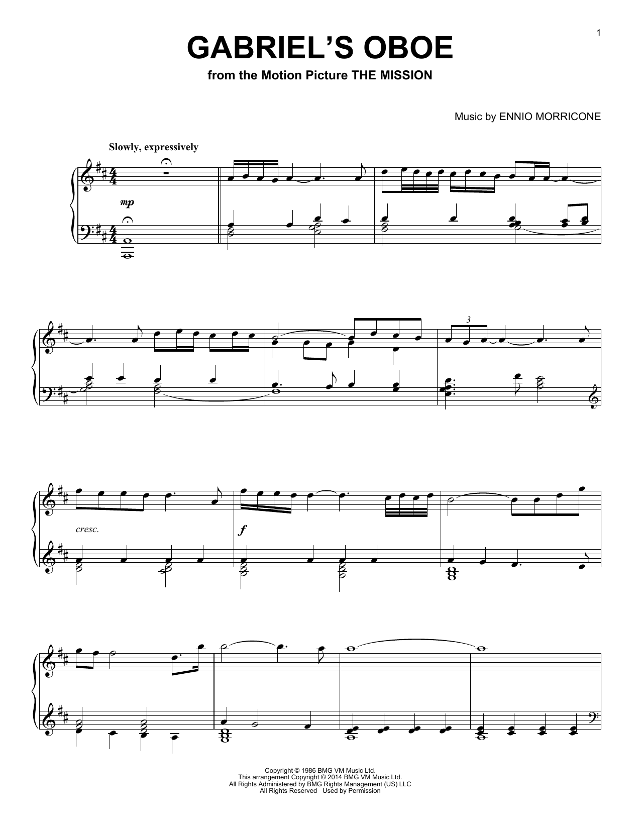 Product gallery: Page 1 of 1 Gabriel's Oboe (from The Mission), Ennio Morricone