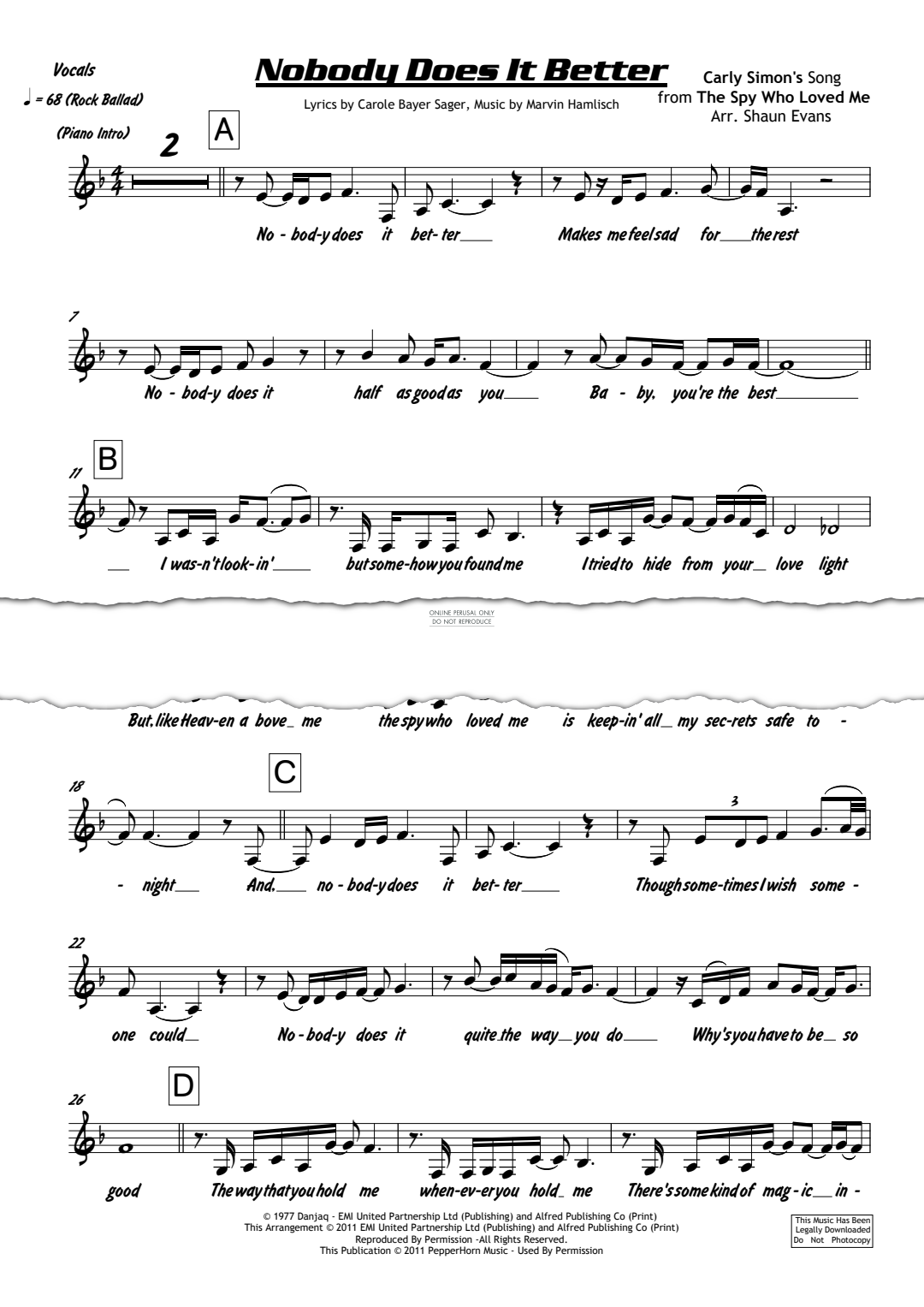 Product picture to: Nobody Does It Better - Carly Simon