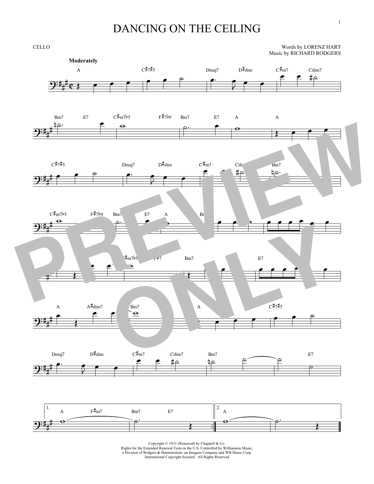 Produktgalerie: Seite 1 von 1 Dancing On The Ceiling, Rodgers & Hart, Violoncello