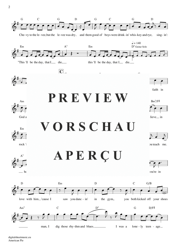 Product gallery: Page 3 of 8 American Pie , Mc Lean, Don, (Keyboard)