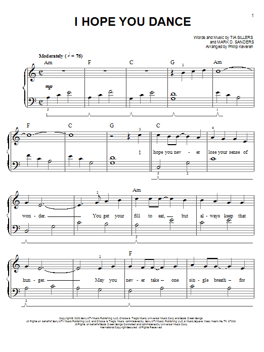 Produktbild zu: I Hope You Dance (arr. Phillip Keveren)