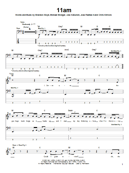 Produktgalerie: Seite 1 von 1 11am, Incubus, E-Bass