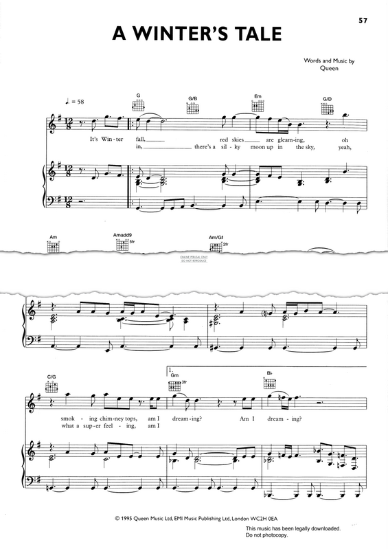 Produktgalerie: Seite 1 von 1 A Winter's Tale, Queen, Gesang, Gitarre, Klavier