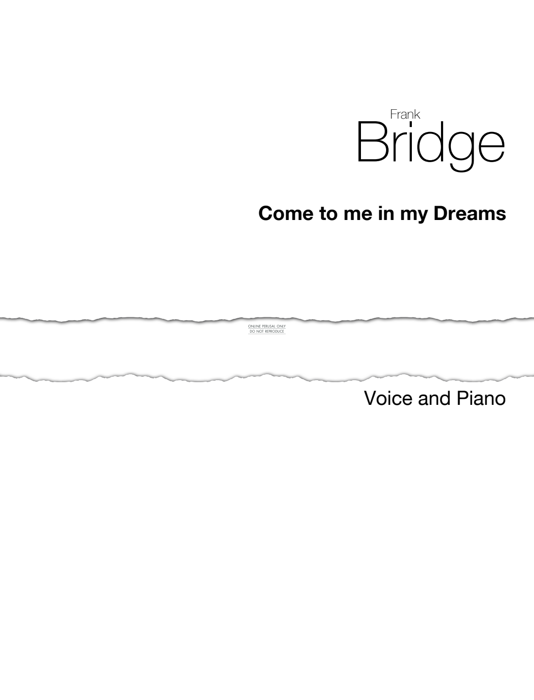 Produktgalerie: Seite 1 von 1 Come to me in my Dreams, Frank Bridge, Gesang, Klavier