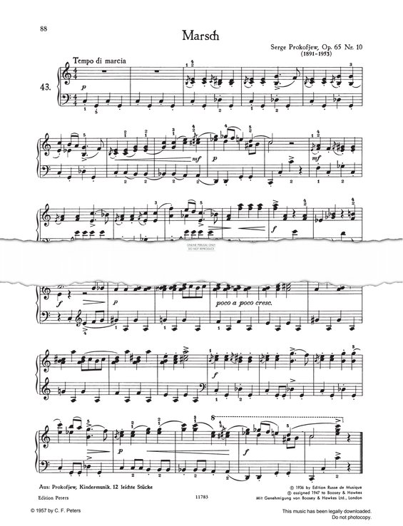 Produktgalerie: Seite 1 von 1 Marsch C-major, Sergei Prokofiev, Klavier