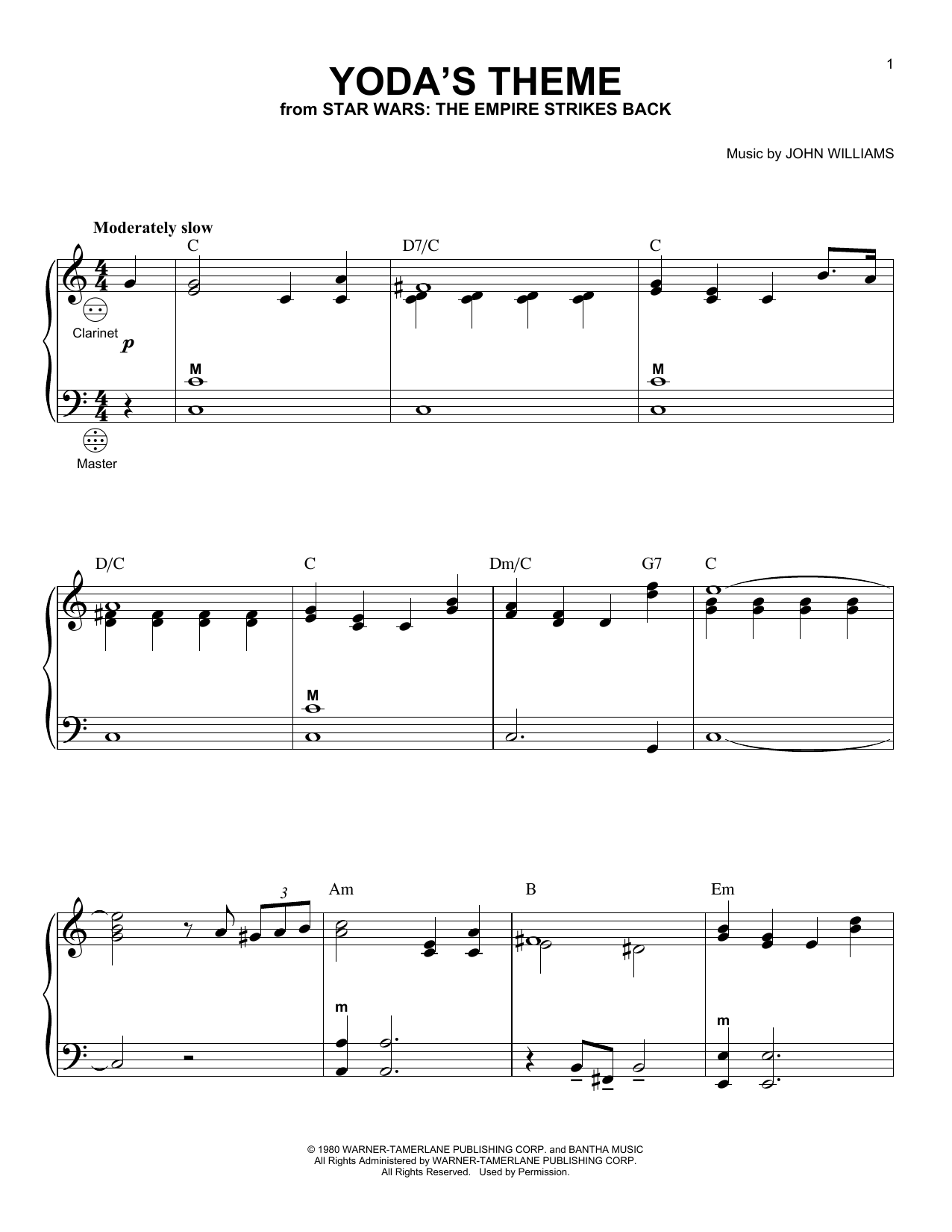 Product gallery: Page 1 of 1 Yoda's Theme (from Star Wars: The Empire Strikes Back), John Williams
