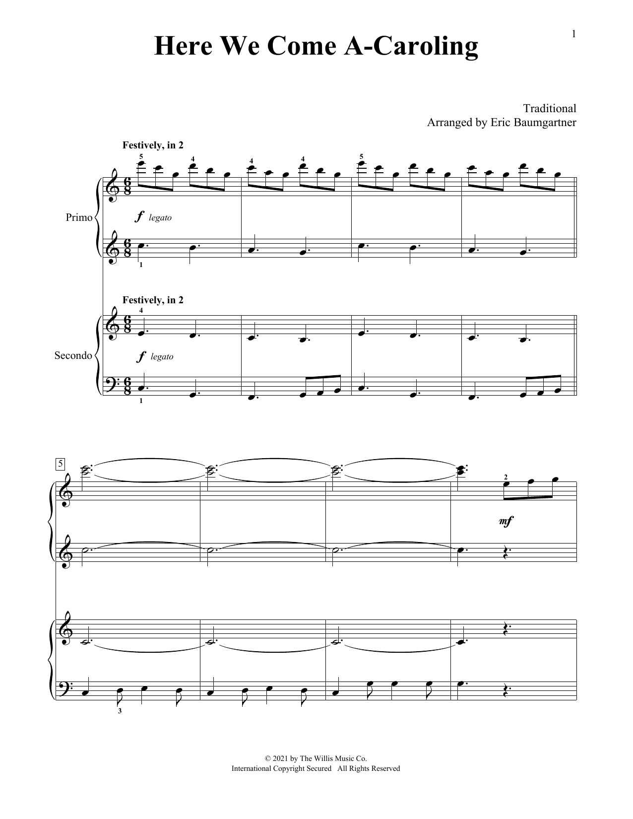 Product picture to: Here We Come A-Caroling (arr. Eric Baumgartner)