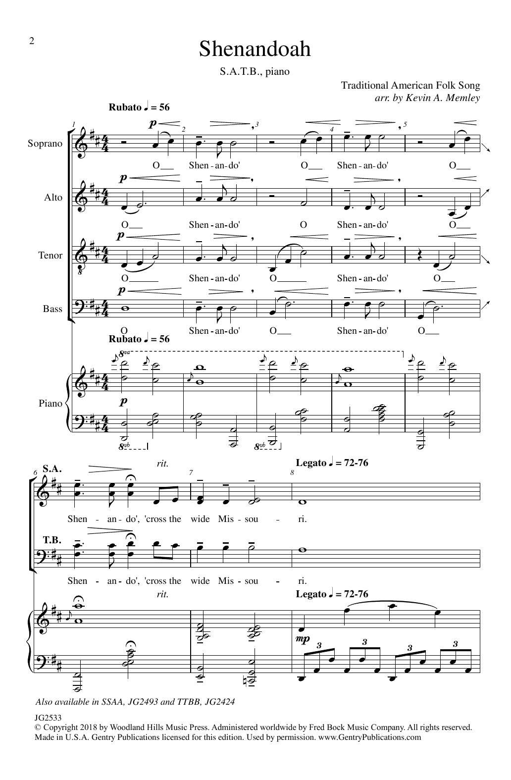 Produktbild zu: Shenandoah (arr. Kevin A. Memley)