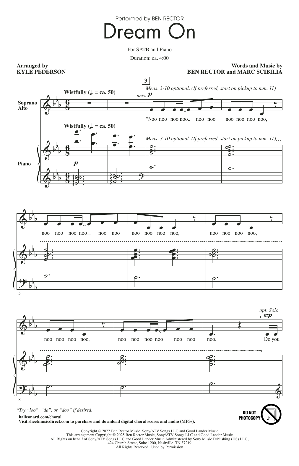 Produktgalerie: Seite 1 von 1 Dream On (arr. Kyle Pederson), Ben Rector, Chor