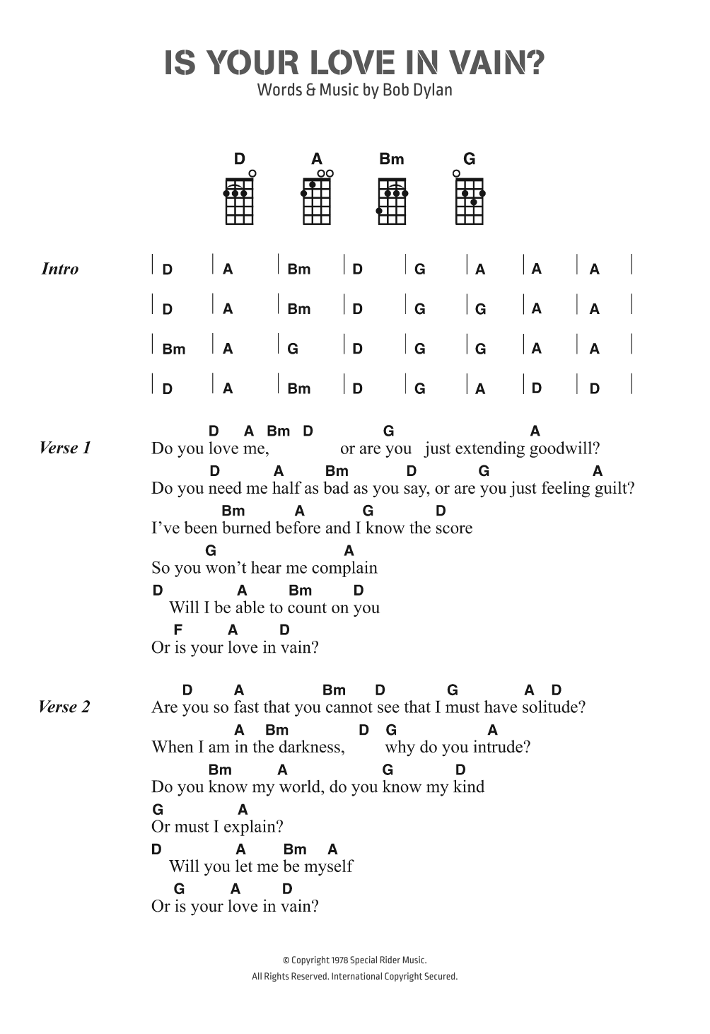 Produktgalerie: Seite 1 von 1 Is Your Love In Vain, Bob Dylan, Gesang, Gitarre, Klavier