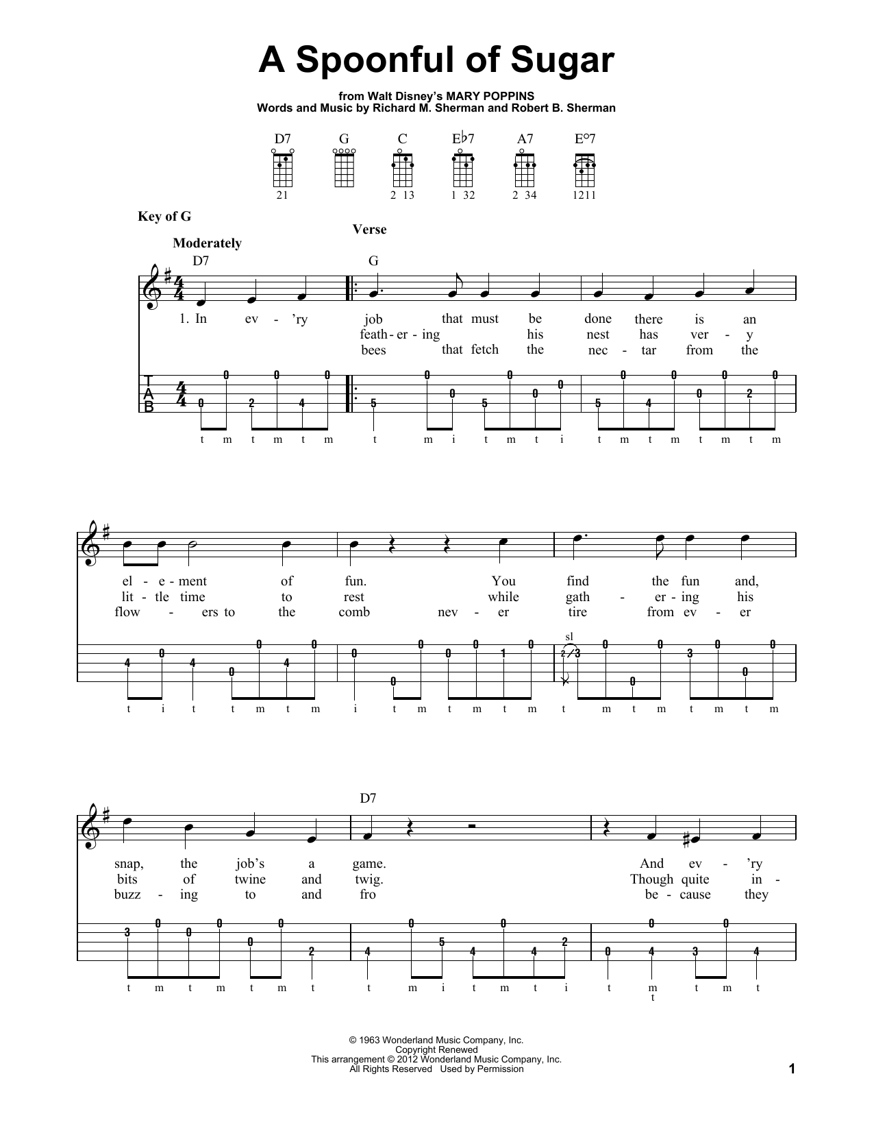 Produktgalerie: Seite 1 von 1 A Spoonful Of Sugar (from Mary Poppins), Sherman Brothers, Banjo