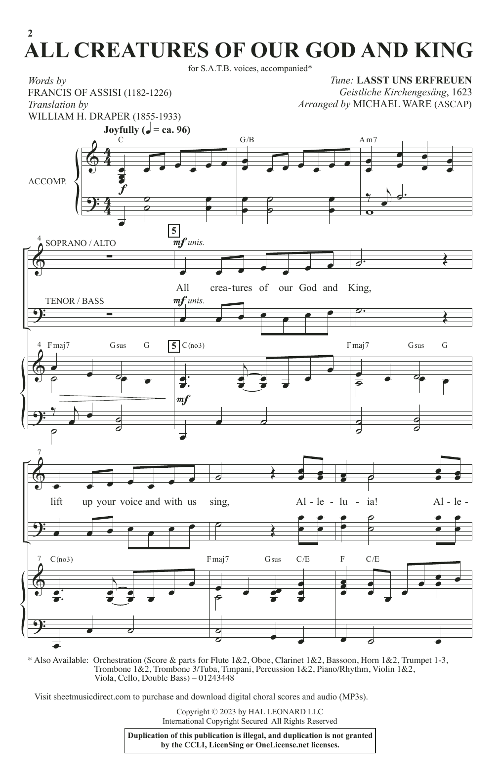 Product picture to: All Creatures Of Our God And King (arr. Michael Ware)
