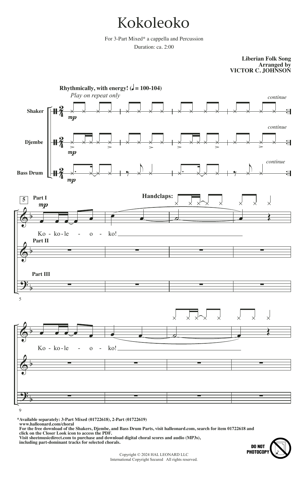 Product picture to: Kokoleoko (arr. Victor Johnson)
