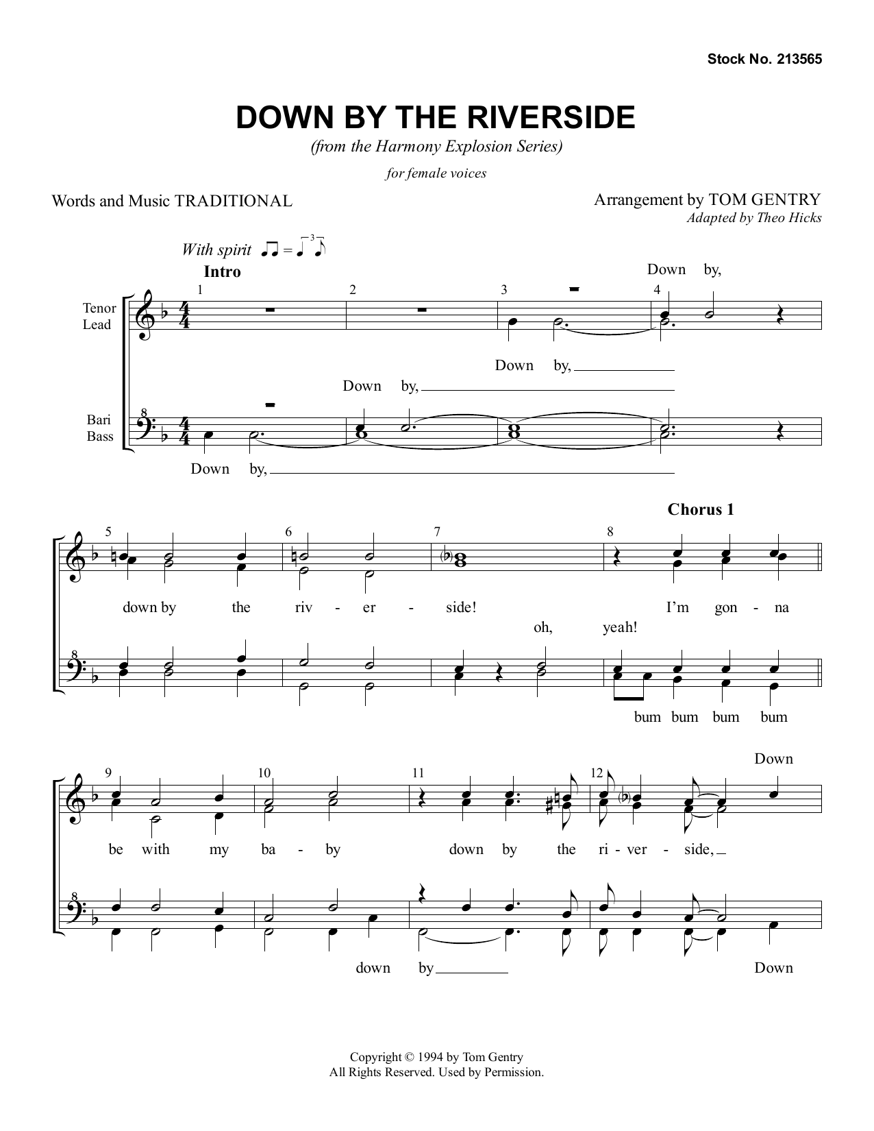 Product gallery: Page 1 of 1 Down By The Riverside (arr. Tom Gentry), Traditional