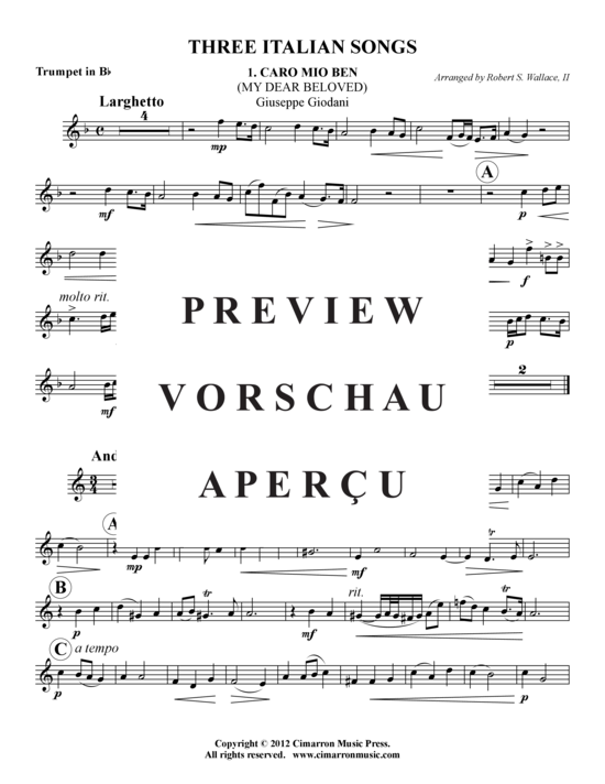 gallery: Drei italienische Lieder , , (Trompete in B + Klavier)