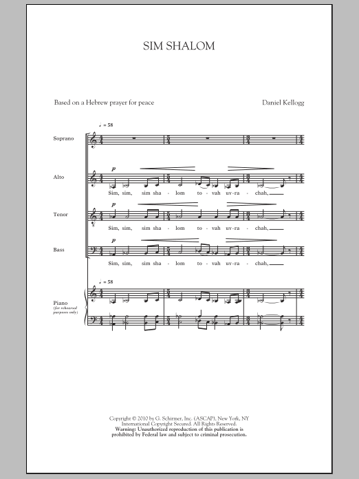 Produktgalerie: Seite 1 von 1 Sim Shalom, Daniel Kellogg, Chor
