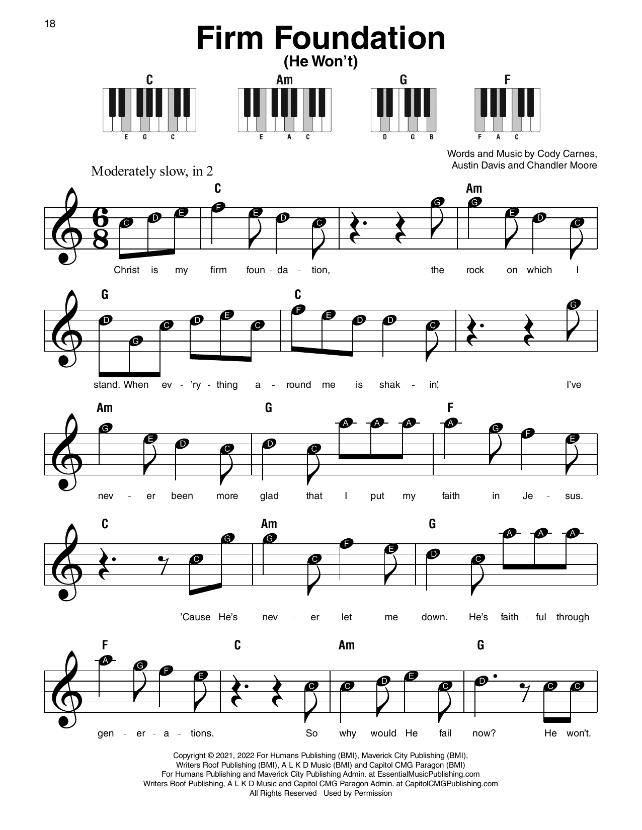 Produktgalerie: Seite 1 von 1 Firm Foundation (He Won't), Cody Carnes, Klavier