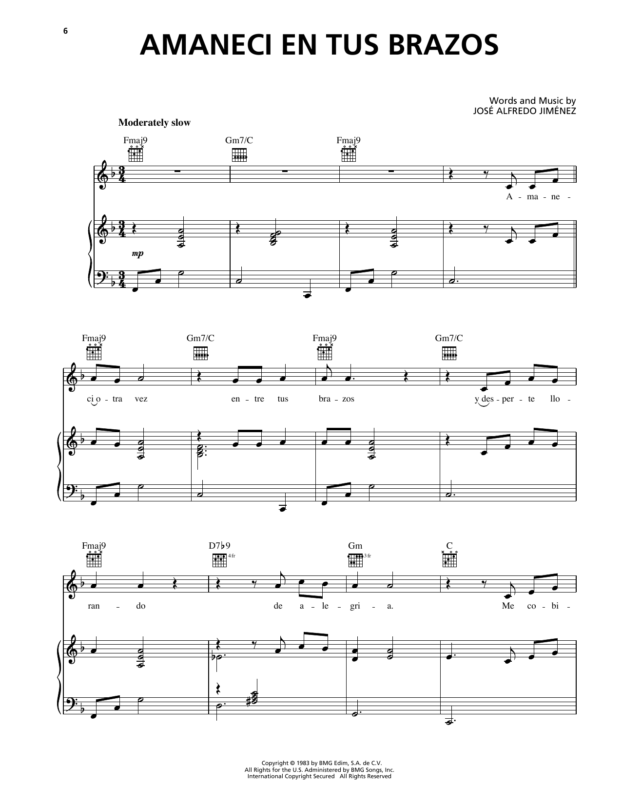 Produktgalerie: Seite 1 von 1 Amaneci En Tus Brazos, Jose Alfredo Jimenez, Gesang, Gitarre, Klavier