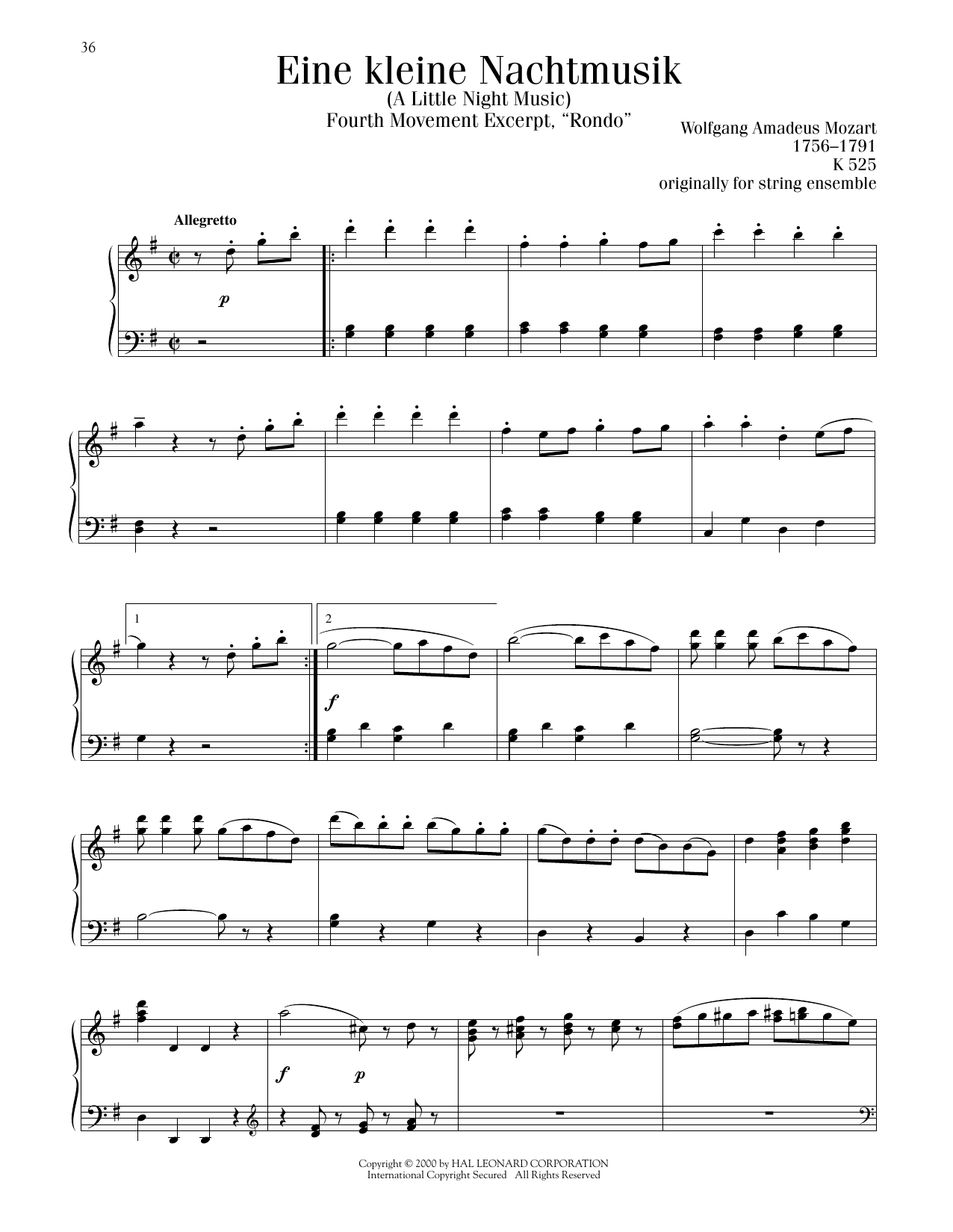 Product picture to: Eine Kleine Nachtmusik ("Rondeau"), Fourth Movement