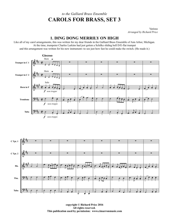 Produktbild zu: Carols for Brass, Set. 3 Richard Price (arr.)