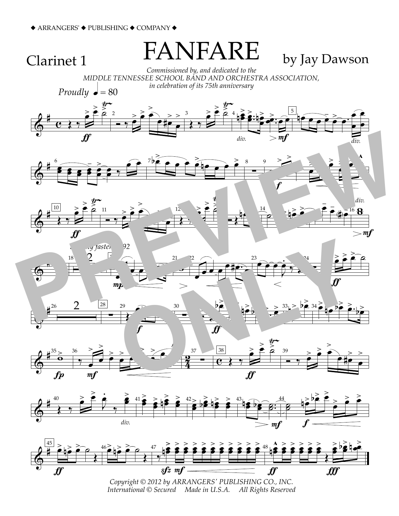 Product picture to: Fanfare - Clarinet 1
