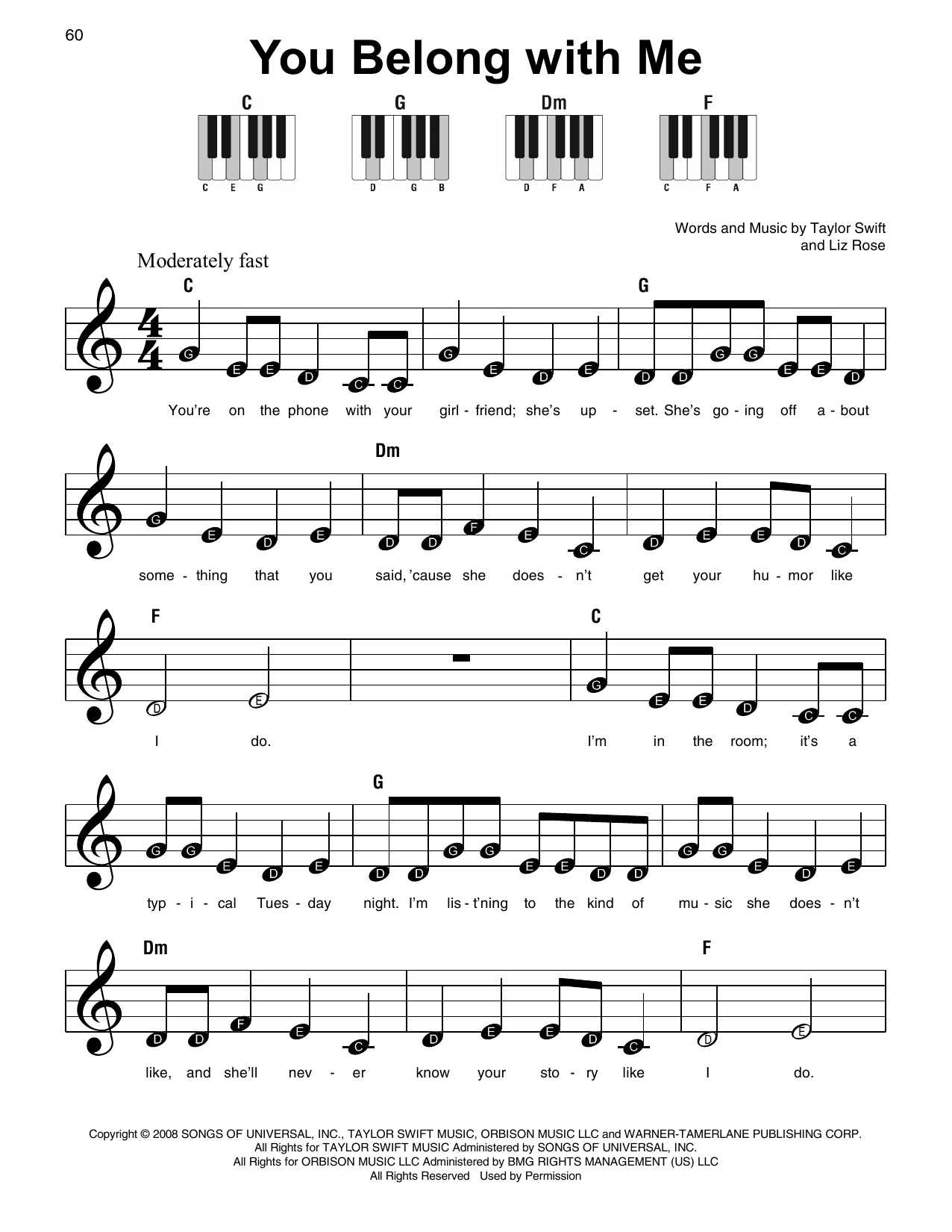 Produktgalerie: Seite 1 von 1 You Belong With Me, Taylor Swift, Klavier