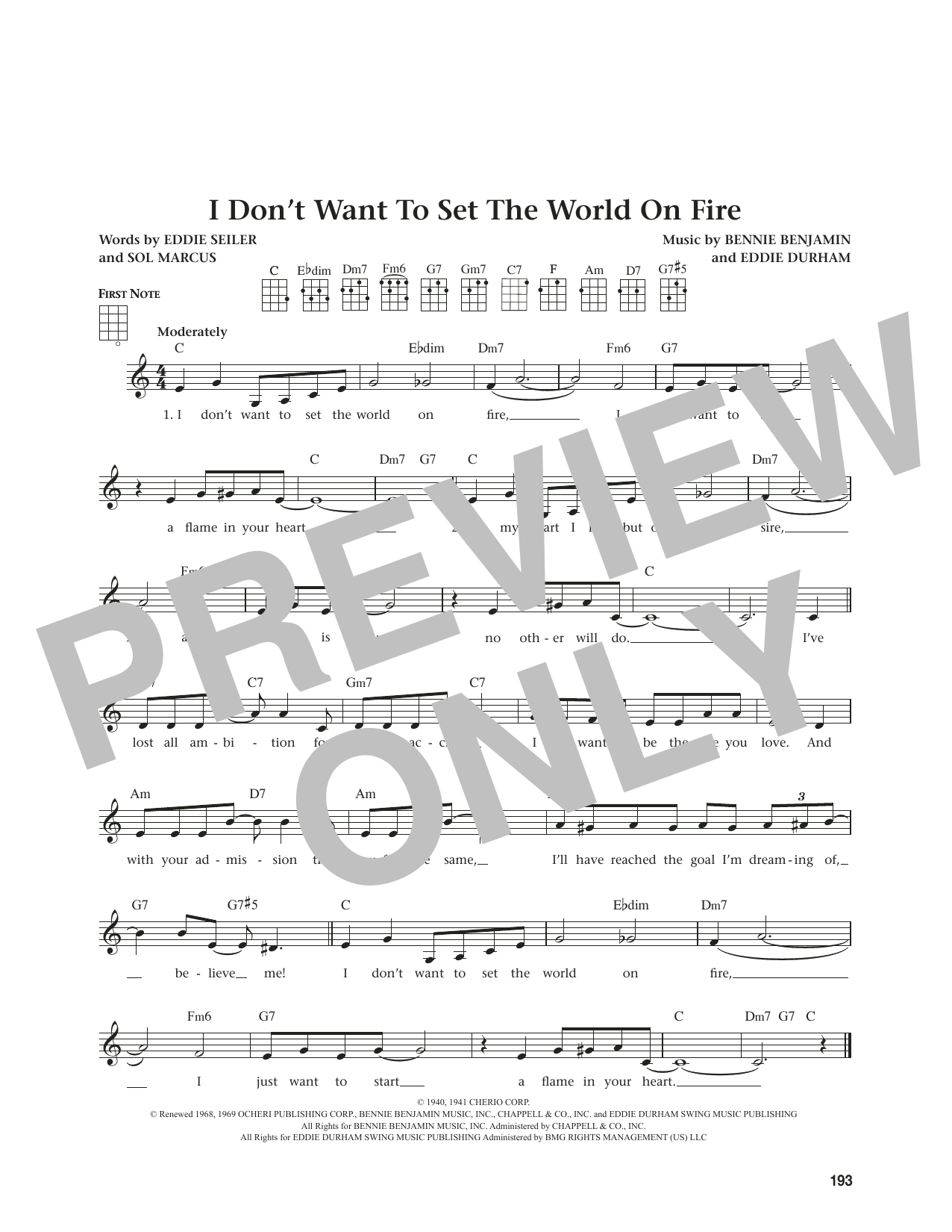 Produktgalerie: Seite 1 von 1 I Don't Want To Set The World On Fire (from The Daily Ukulele) (arr. Jim Beloff), Eddie Seiler, Ukulele