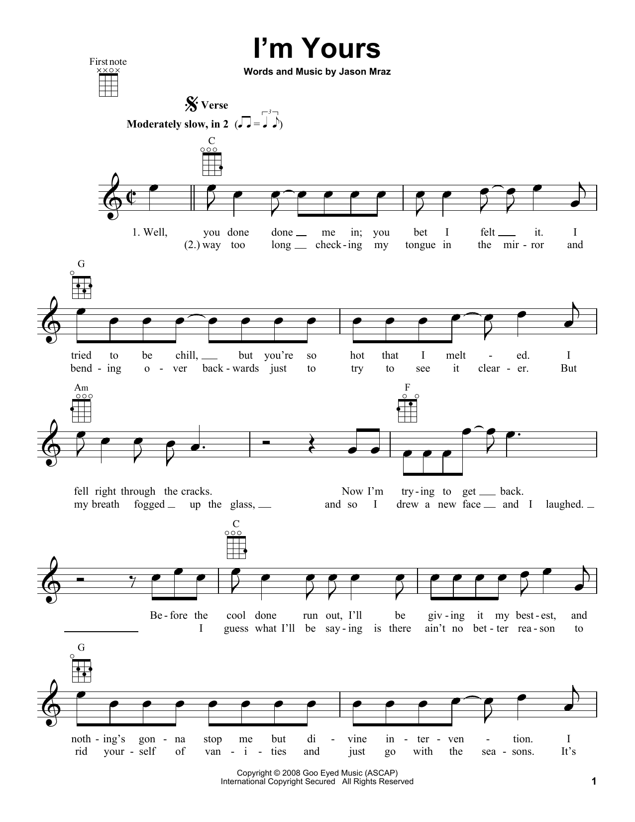Product gallery: Page 1 of 1 I'm Yours, Jason Mraz