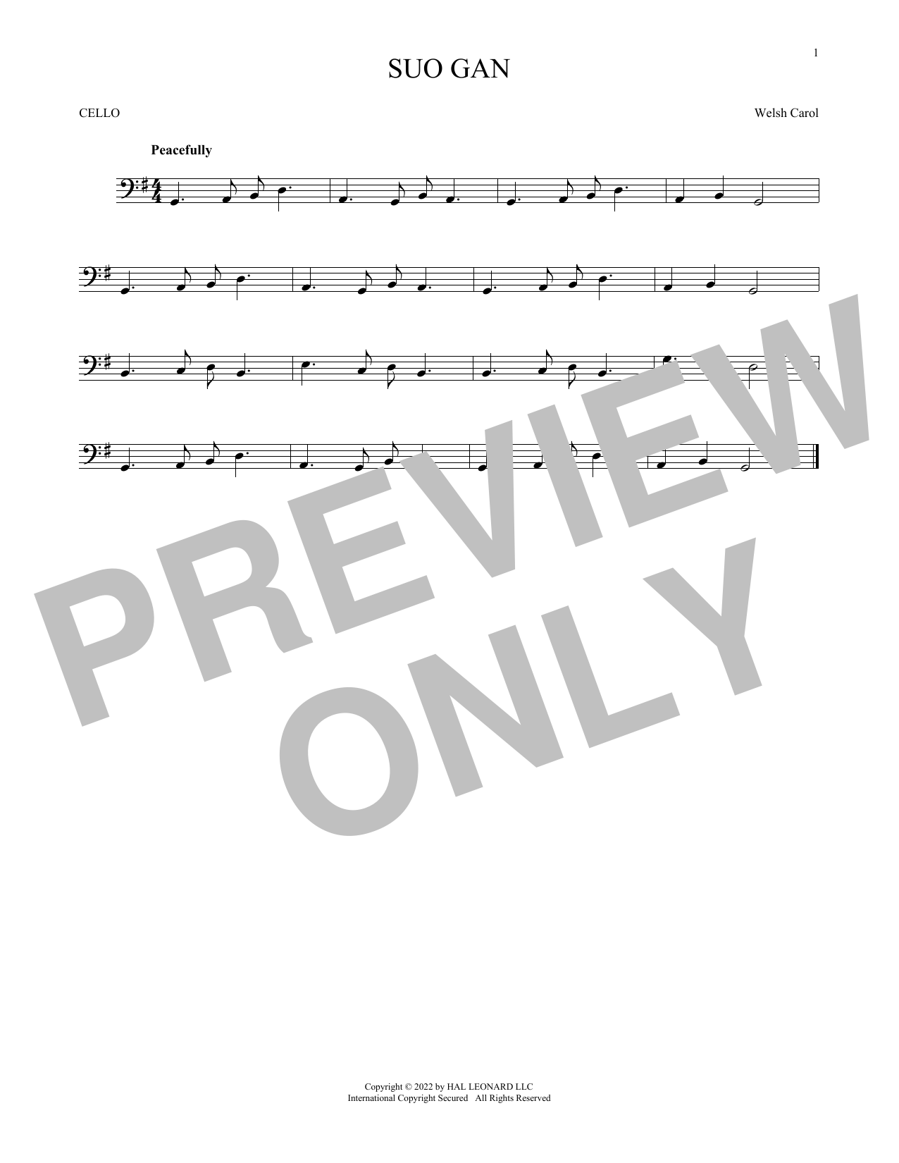 Produktgalerie: Seite 1 von 1 Suo Gan, Welsh carol, Violoncello