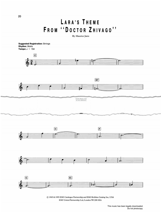 Produktgalerie: Seite 1 von 1 Somewhere My Love (Lara's Theme), Maurice Jarre, Keyboard