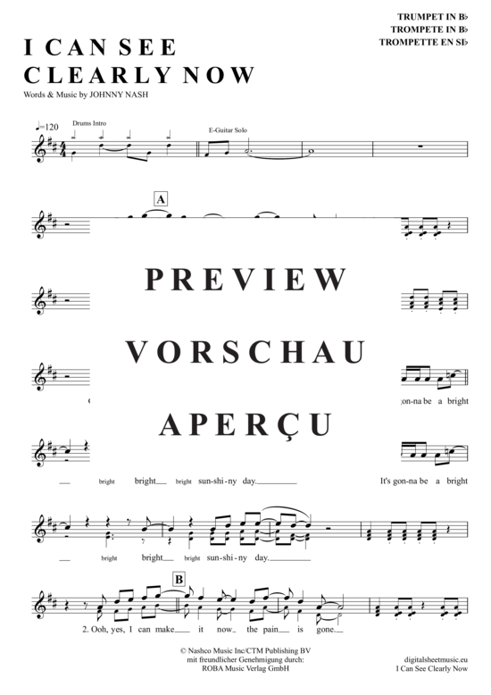 Produktgalerie: Seite 2 von 4 I Can See Clearly Now , Nash, Johnny, Trompete in B