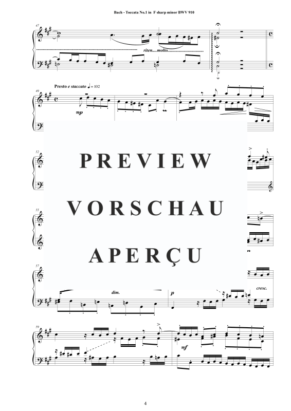 Produktgalerie: Seite 5 von 9 Toccata Nr. 1 Fis-Moll BWV 910, , Cembalo/Klavier Solo