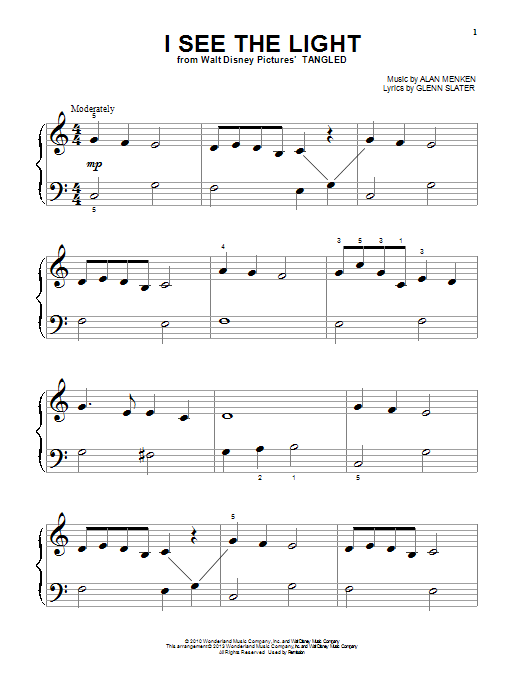 Product gallery: Page 1 of 1 I See The Light (from Tangled), Alan Menken