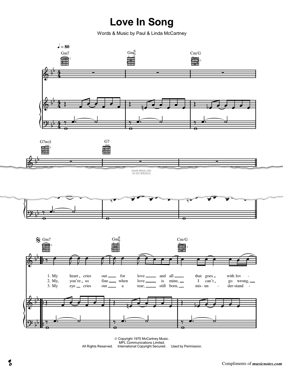 Produktgalerie: Seite 1 von 1 Love In Song, Paul McCartney & Wings, Gesang, Gitarre, Klavier