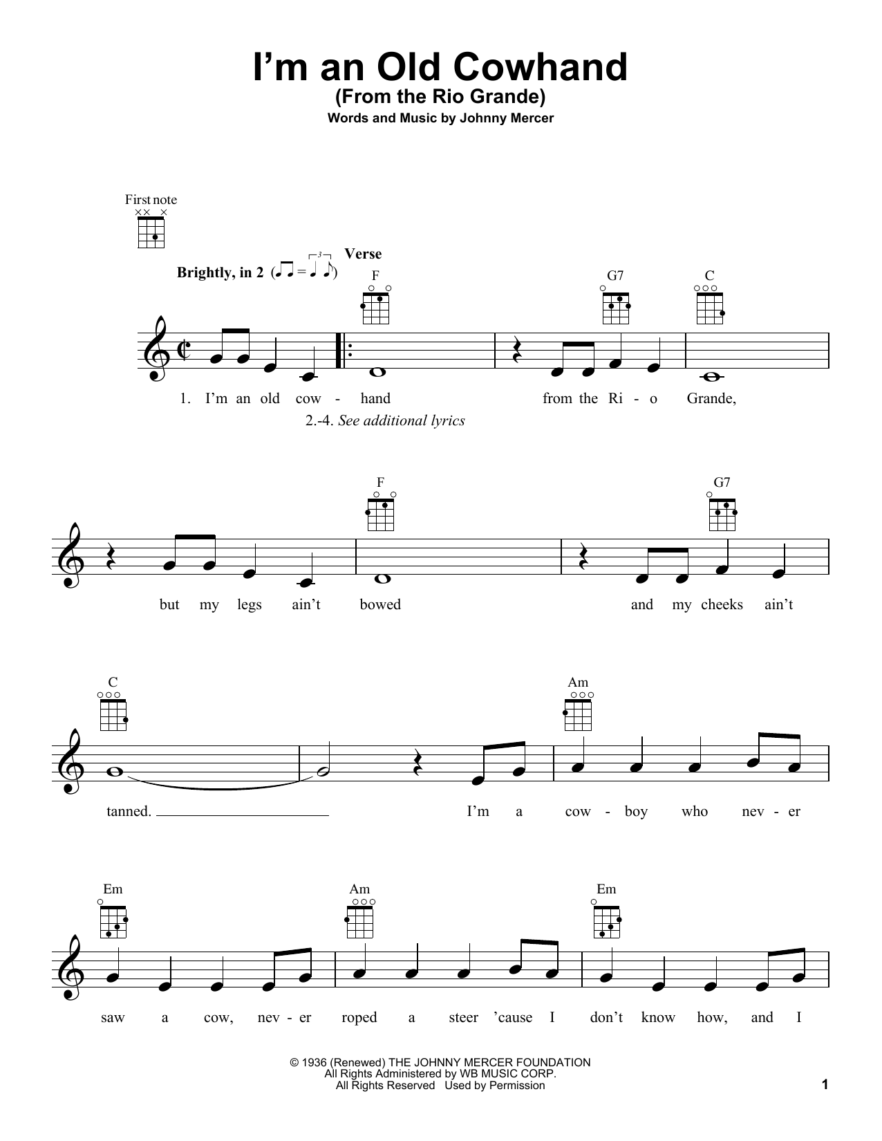 Produktbild zu:  I'm An Old Cowhand (From The Rio Grande) - Johnny Mercer