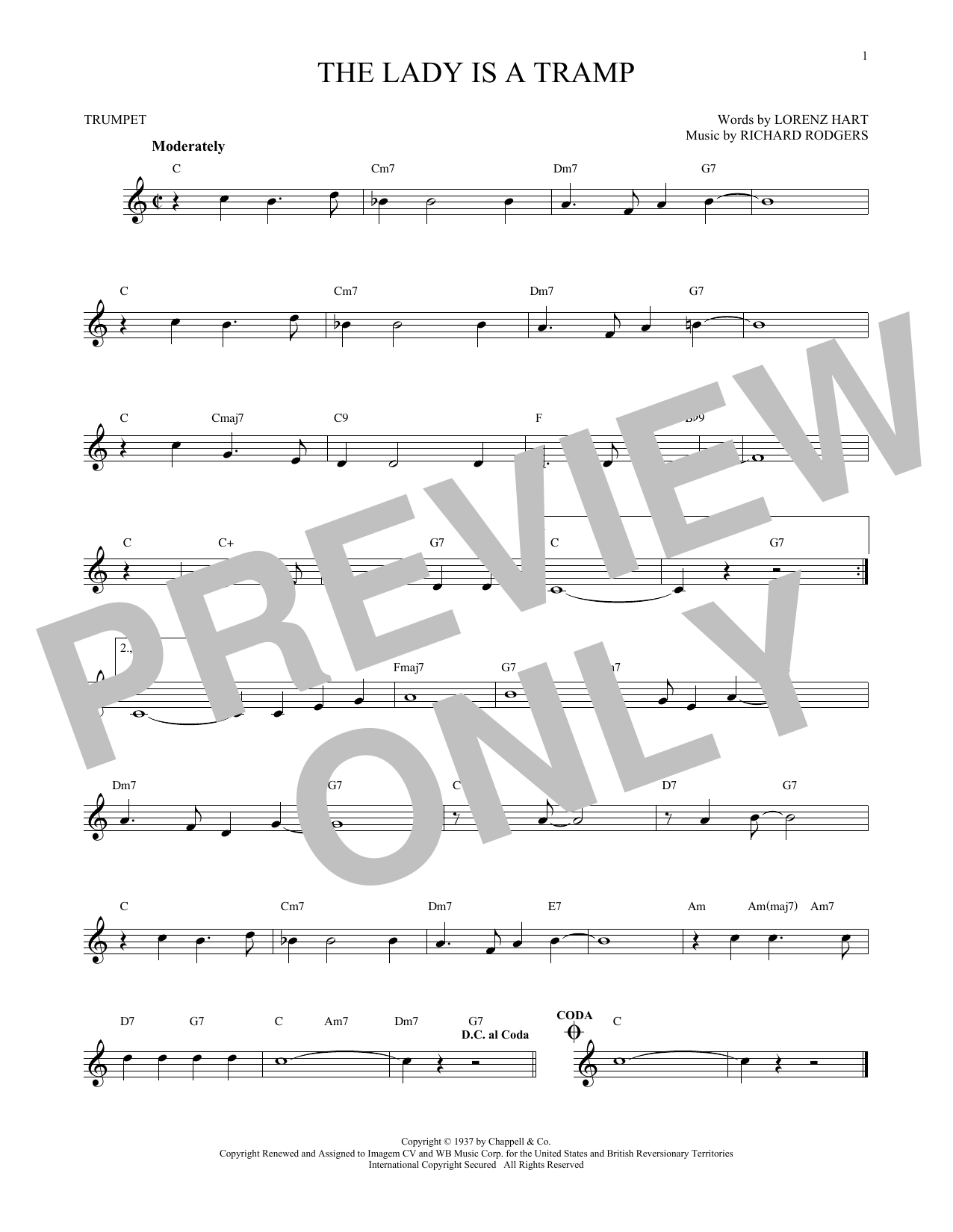 Produktgalerie: Seite 1 von 1 The Lady Is A Tramp, Rodgers & Hart, Trompete