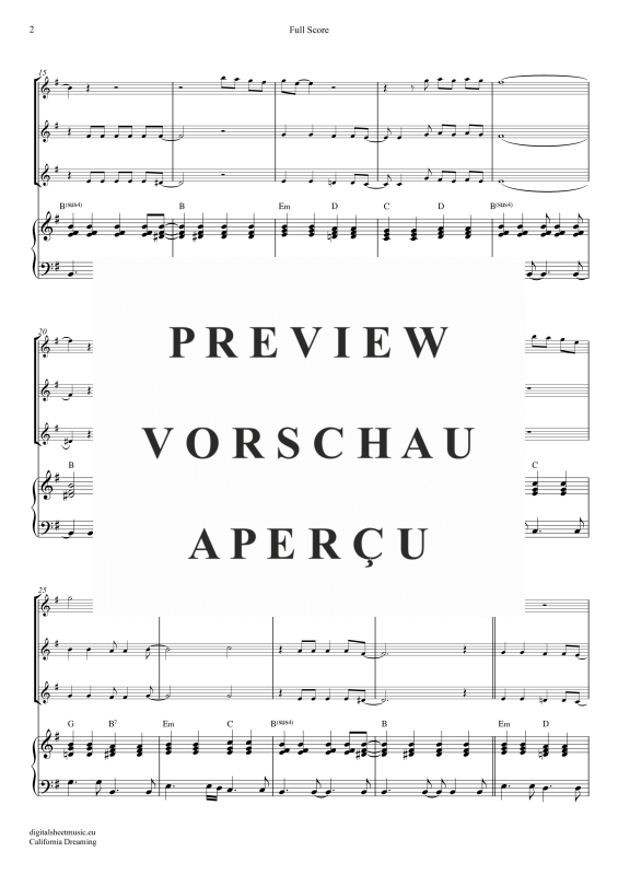 gallery: California Dreamin, Mamas & Papas, (Violinen Trio + Klavier)