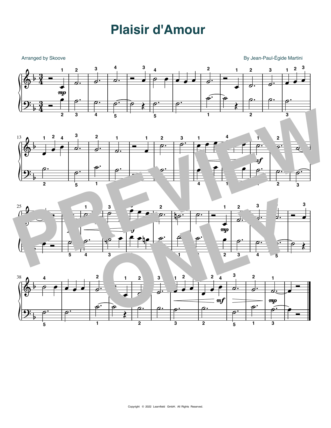 Produktbild zu: Plaisir D'Amour (arr. Skoove)
