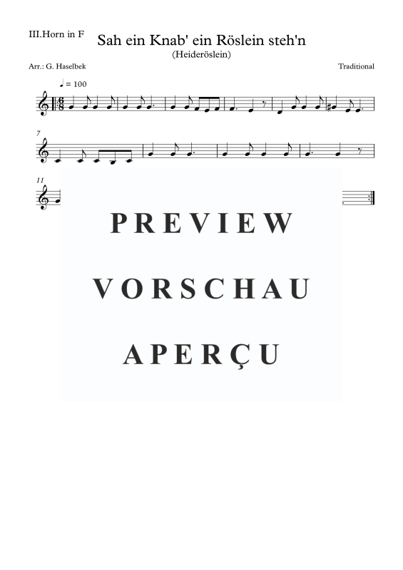 gallery: Sah ein Knab´ ein Röslein steh´n - Heideröslein, , (Blechbläserquartett)