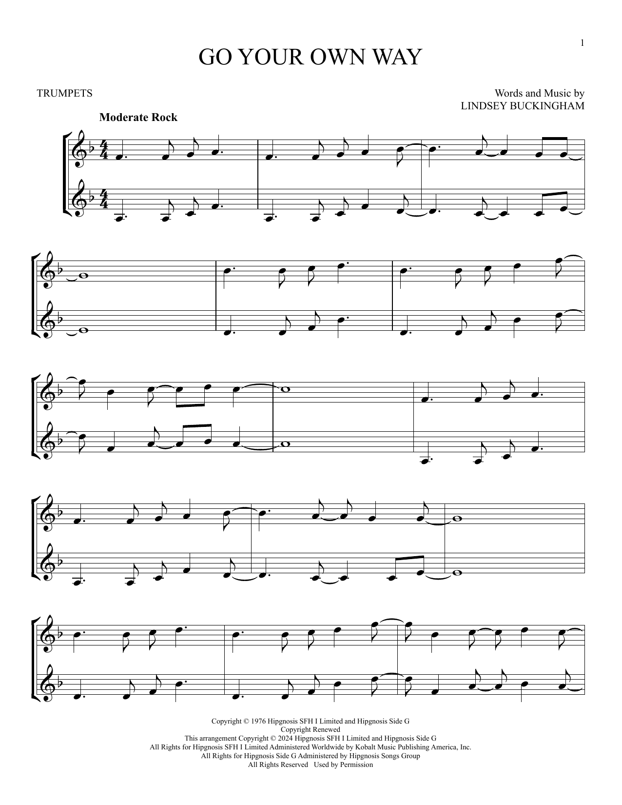 Produktgalerie: Seite 1 von 1 Go Your Own Way, Fleetwood Mac, Trompete