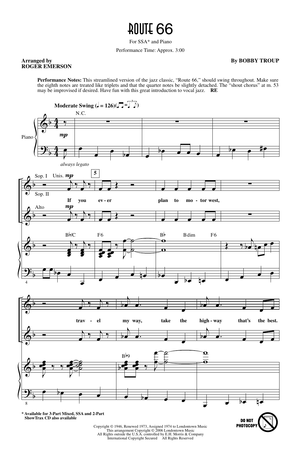 Produktgalerie: Seite 1 von 1 Route 66 (arr. Roger Emerson), Bobby Troup, Chor