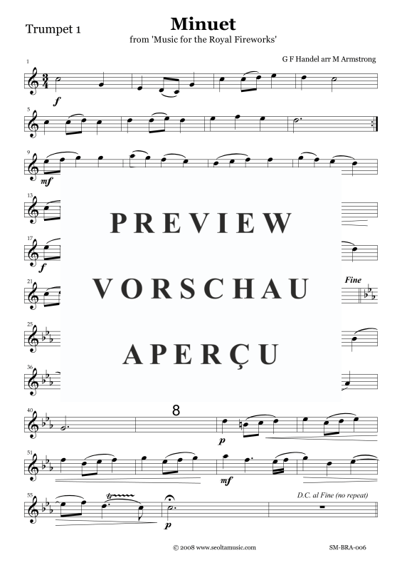 Produktgalerie: Seite 10 von 11 Menuett aus der Feuerwerksmusik, , Blechbläser Quintett