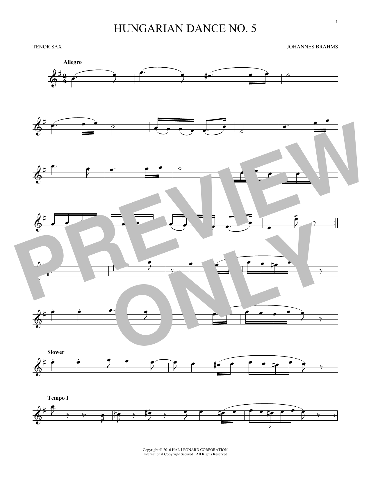 Product gallery: Page 1 of 1 Hungarian Dance No. 5, Johannes Brahms