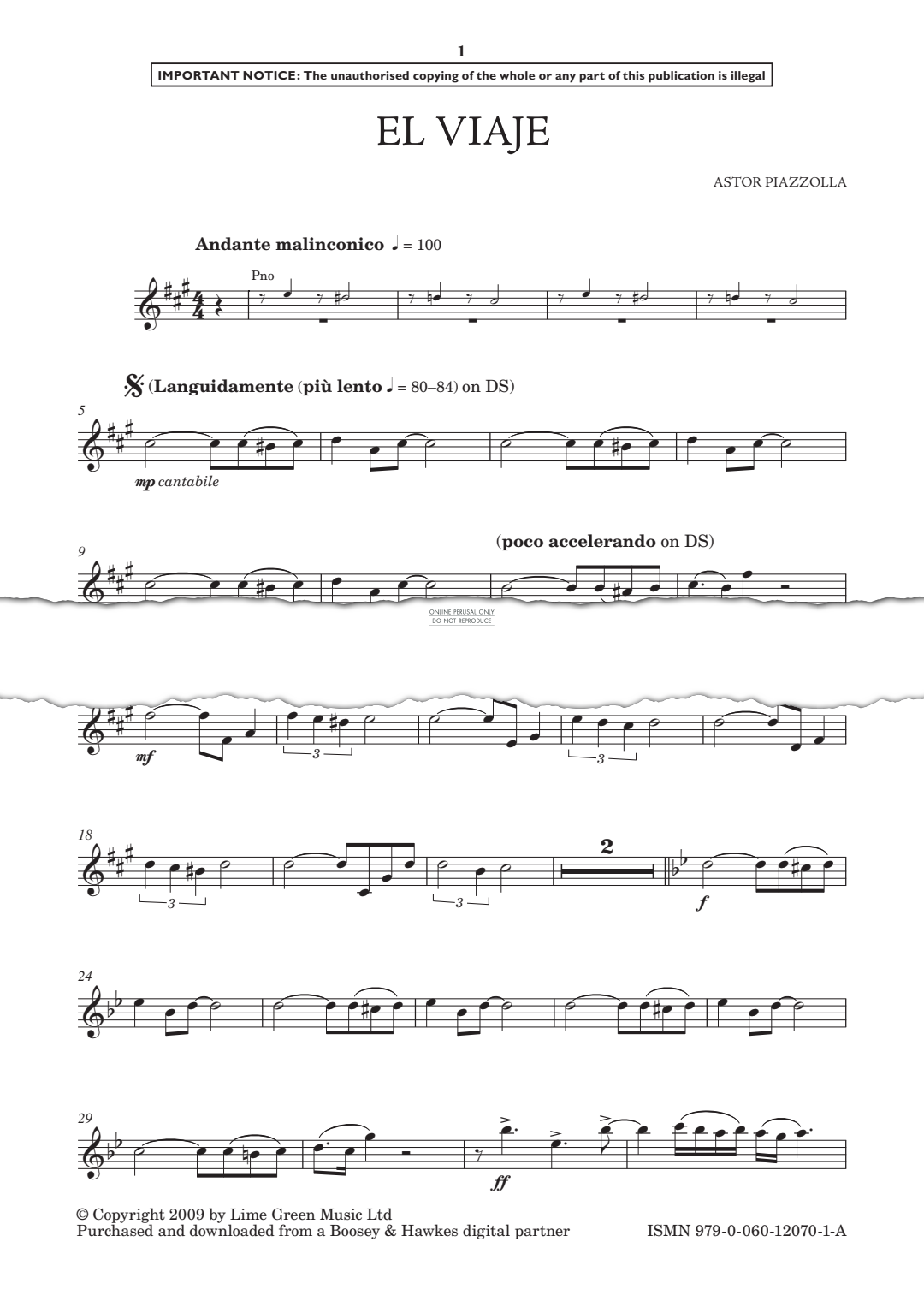 Produktgalerie: Seite 1 von 1 El Viaje, Astor Piazzolla, Klavier, Saxophon